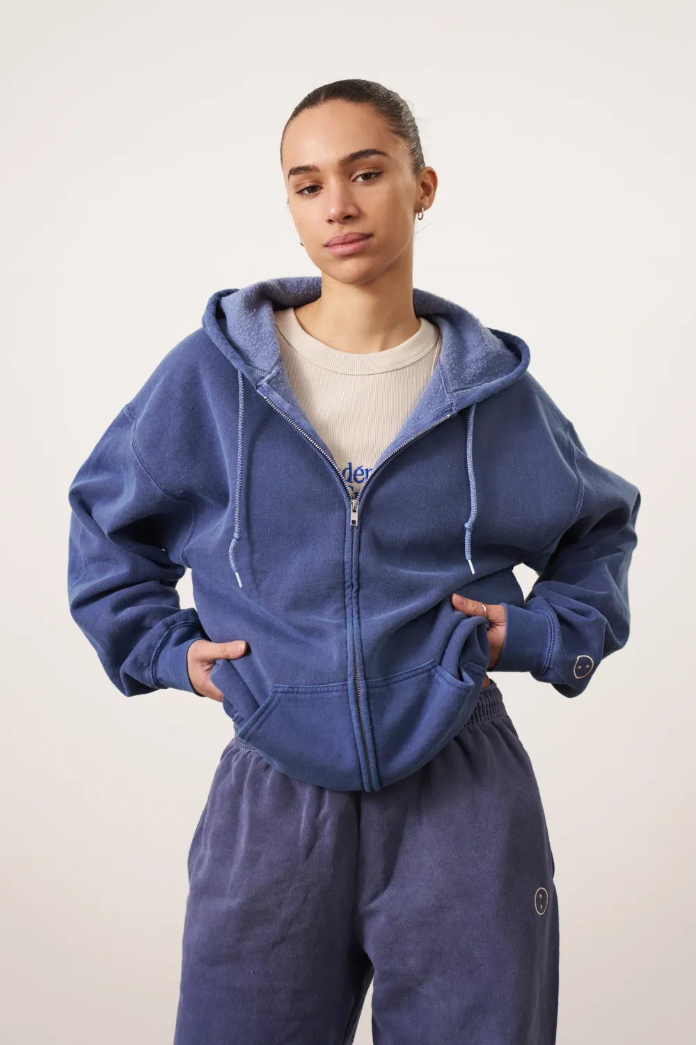 UN:IK Essentials Essentials Vintage Washed Zip Up Hoodie - Navy