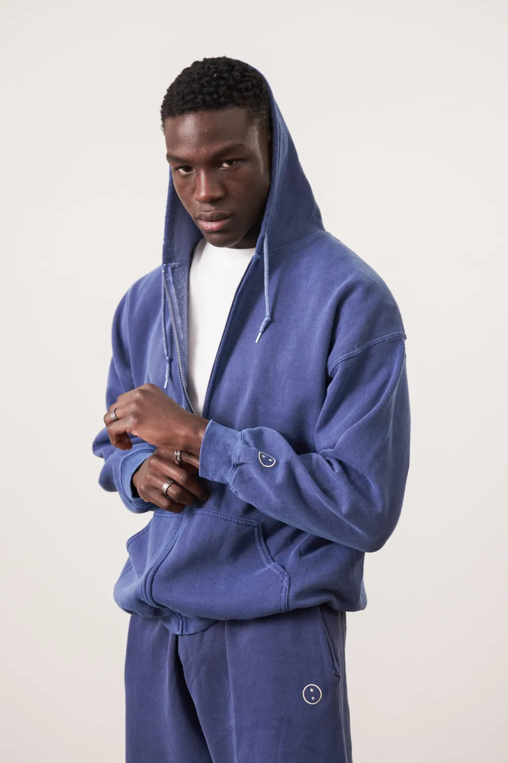 UN:IK Essentials Essentials Vintage Washed Zip Up Hoodie - Navy