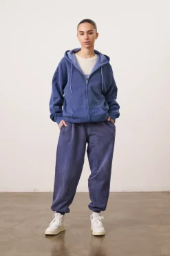 UN:IK Essentials Essentials Vintage Washed Zip Up Hoodie - Navy