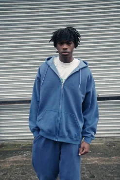 UN:IK Essentials Essentials Vintage Washed Zip Up Hoodie - Navy