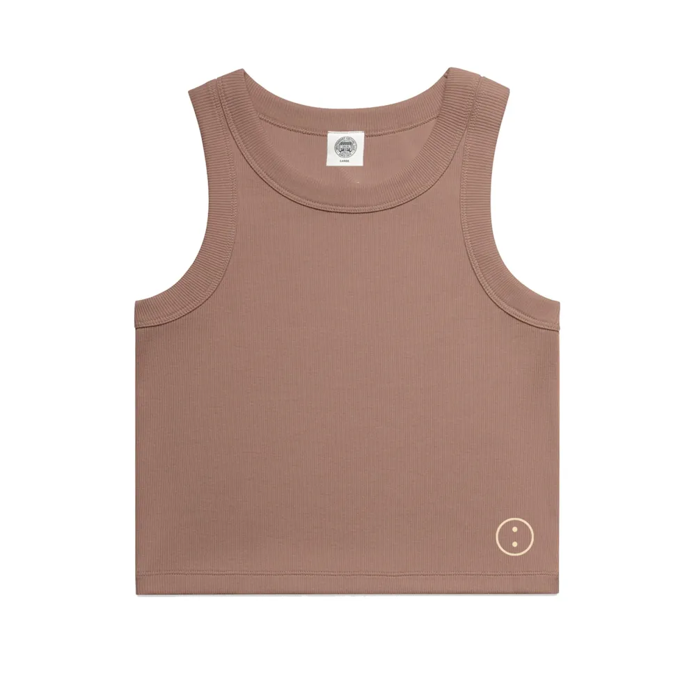 UN:IK Essentials Essentials WMNS Embroidered Crop Rib Tank - Hazy Pink