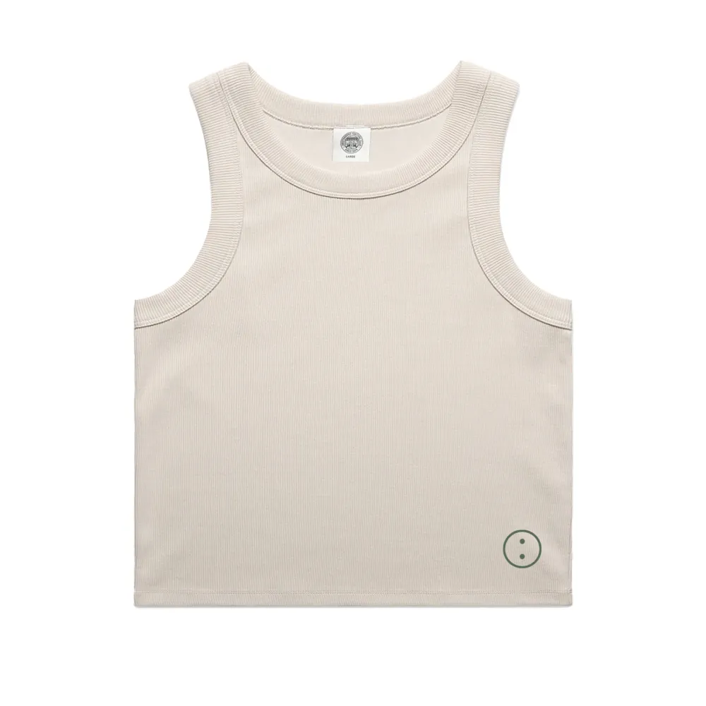 UN:IK Essentials Essentials WMNS Embroidered Crop Rib Tank - Bone