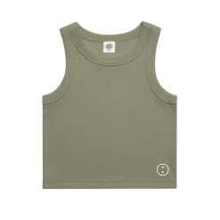 UN:IK Essentials Essentials WMNS Embroidered Crop Rib Tank - Eucalyptus