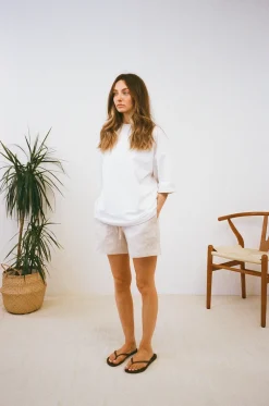 Women FLWRS by Chloe Hayward FLWRS Embroidered Linen Shorts - Natural