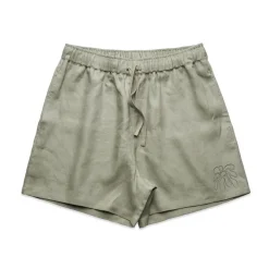 Women FLWRS by Chloe Hayward FLWRS Embroidered Linen Shorts - Sage
