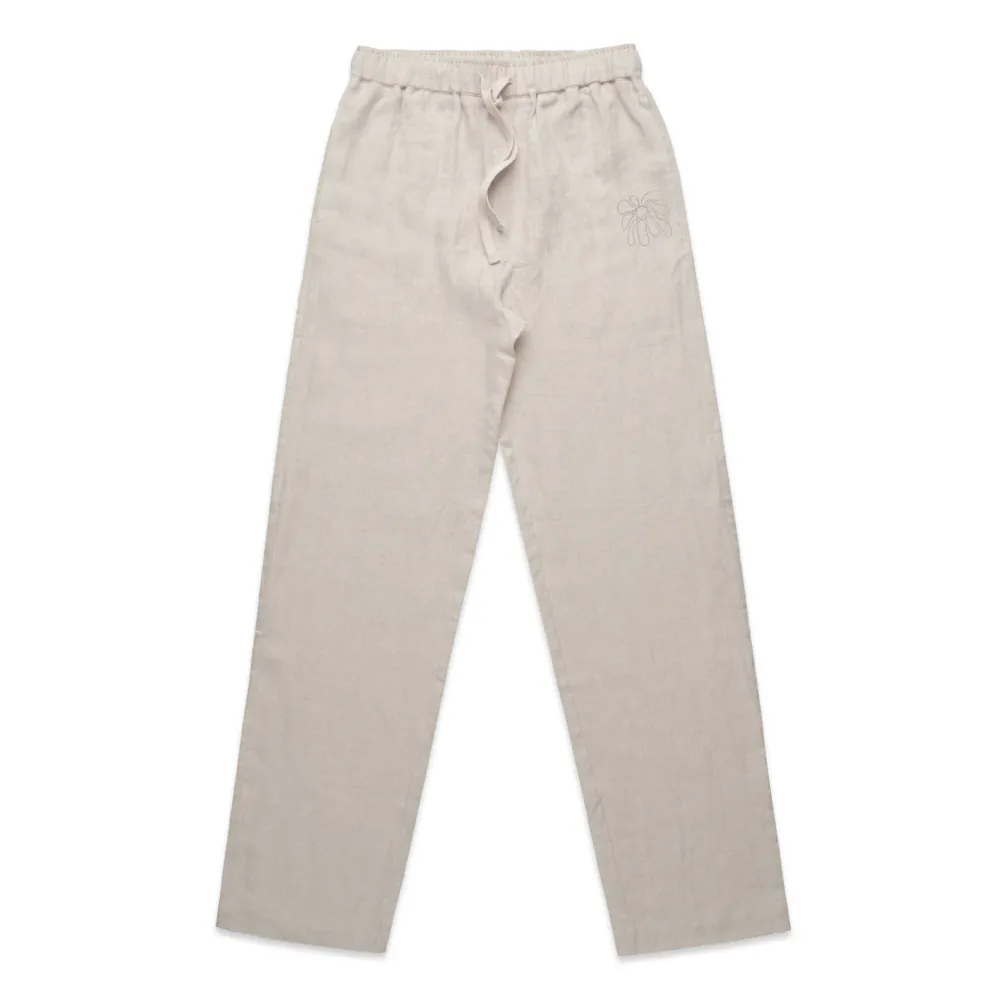 Women FLWRS by Chloe Hayward FLWRS Embroidered Linen Trousers - Natural