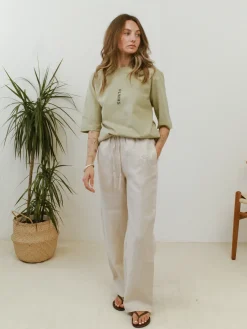 Women FLWRS by Chloe Hayward FLWRS Embroidered Linen Trousers - Natural