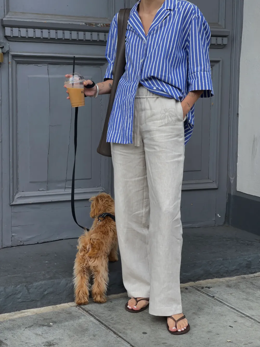 Women FLWRS by Chloe Hayward FLWRS Embroidered Linen Trousers - Natural