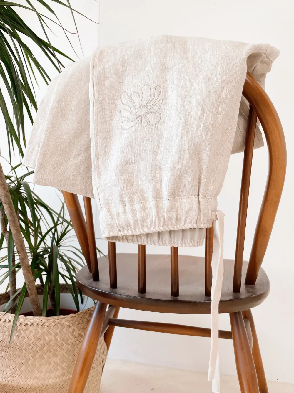 Women FLWRS by Chloe Hayward FLWRS Embroidered Linen Trousers - Natural