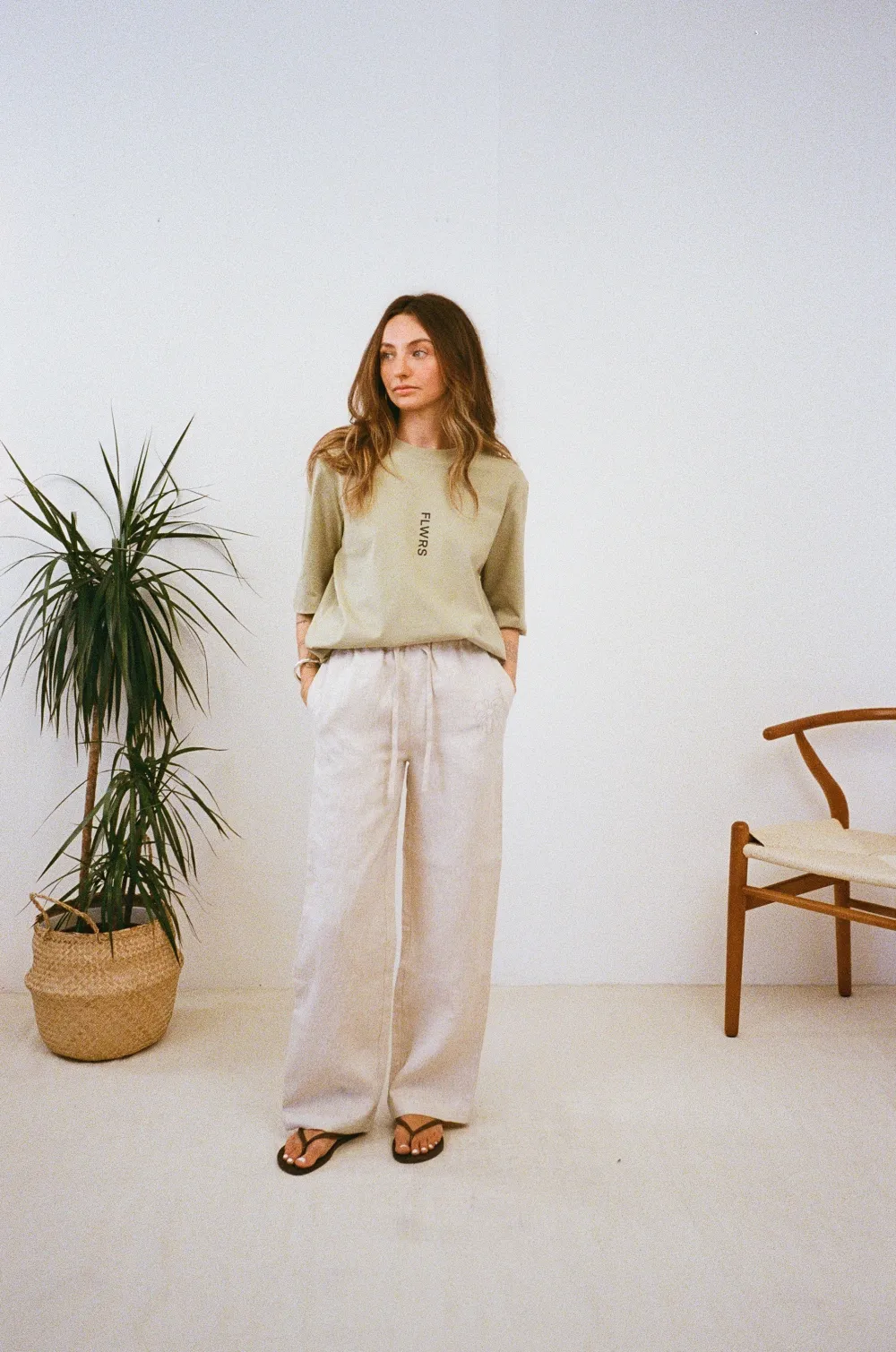 Women FLWRS by Chloe Hayward FLWRS Embroidered Linen Trousers - Natural