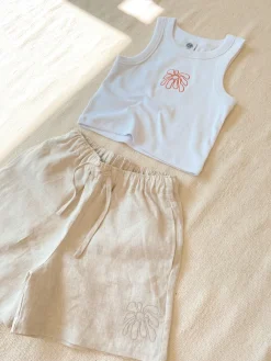 FLWRS by Chloe Hayward FLWRS Organic Embroidered Rib Tank - White