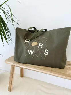 Women FLWRS by Chloe Hayward FLWRS Oversized Canvas Tote - Khaki