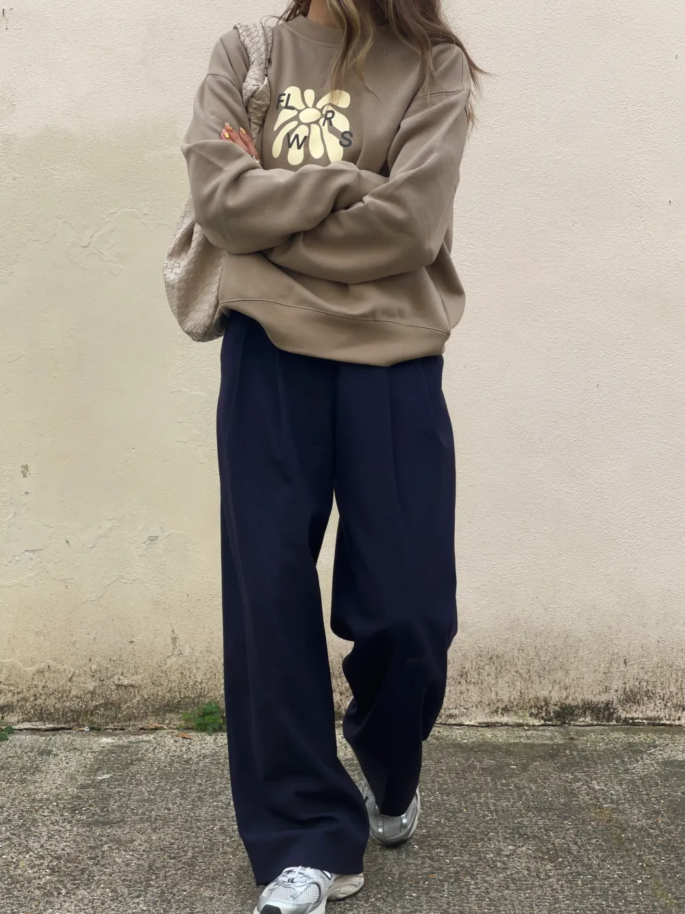 Women FLWRS by Chloe Hayward FLWRS Relaxed Crew Neck Sweater - Sand