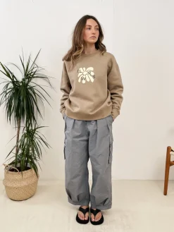Women FLWRS by Chloe Hayward FLWRS Relaxed Crew Neck Sweater - Sand