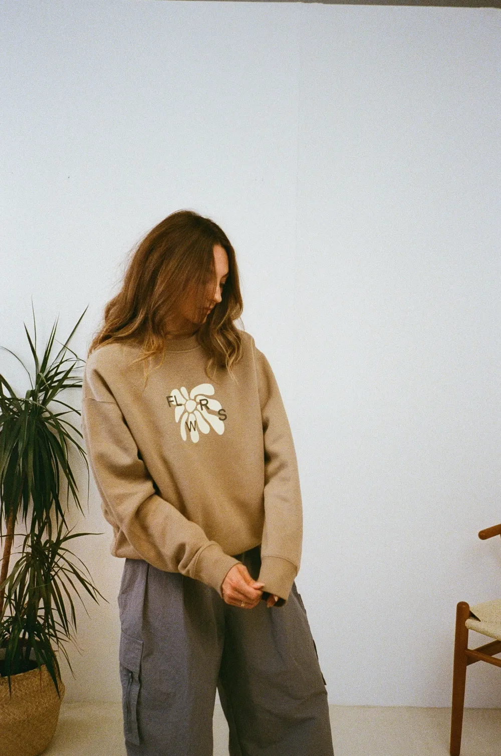 Women FLWRS by Chloe Hayward FLWRS Relaxed Crew Neck Sweater - Sand
