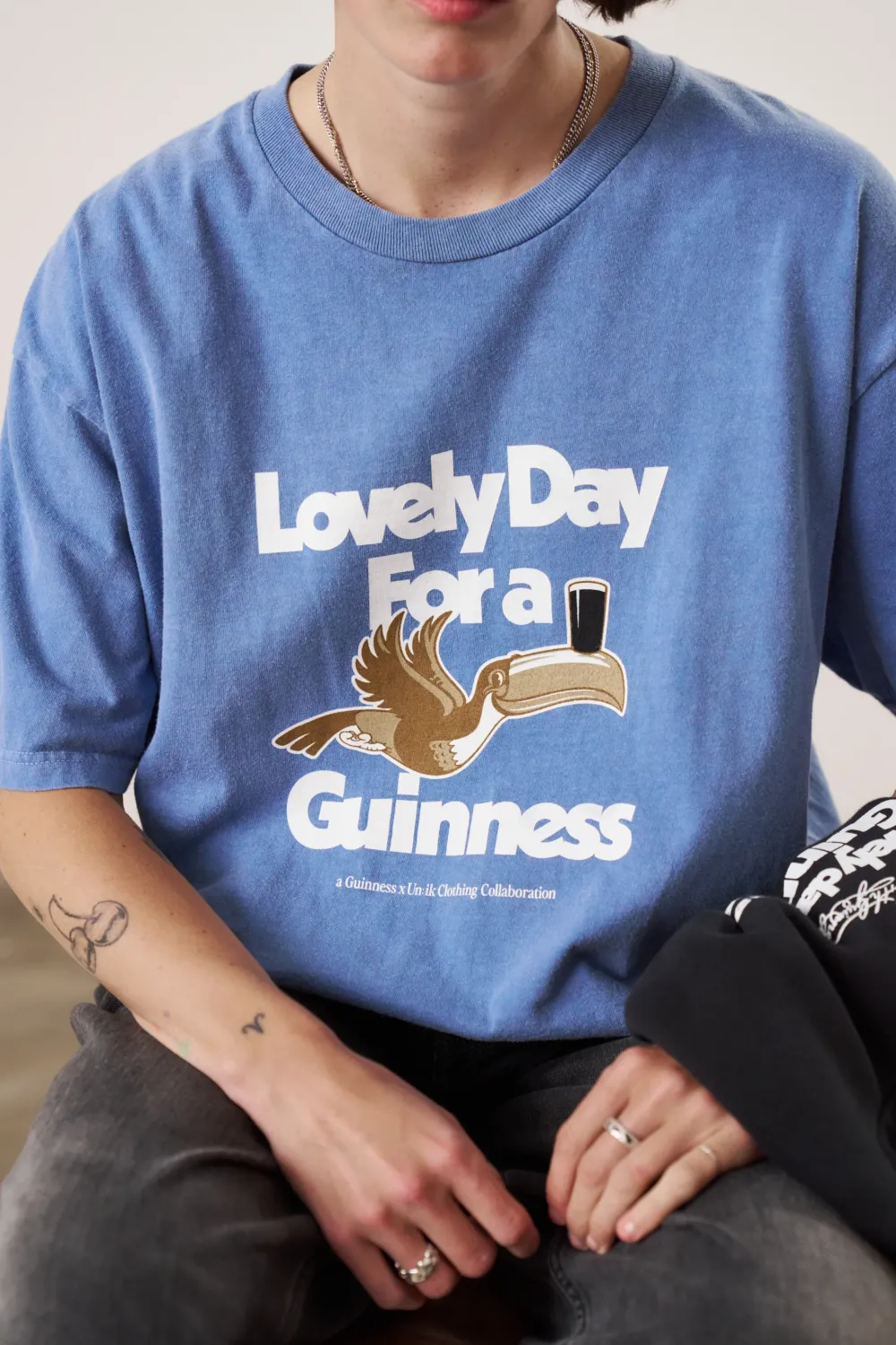 Guinness x UN:IK 'Lovely Day' Vintage Washed Tee - Blue