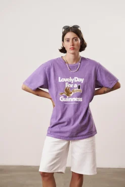 Guinness x UN:IK 'Lovely Day' Vintage Washed Tee - Purple