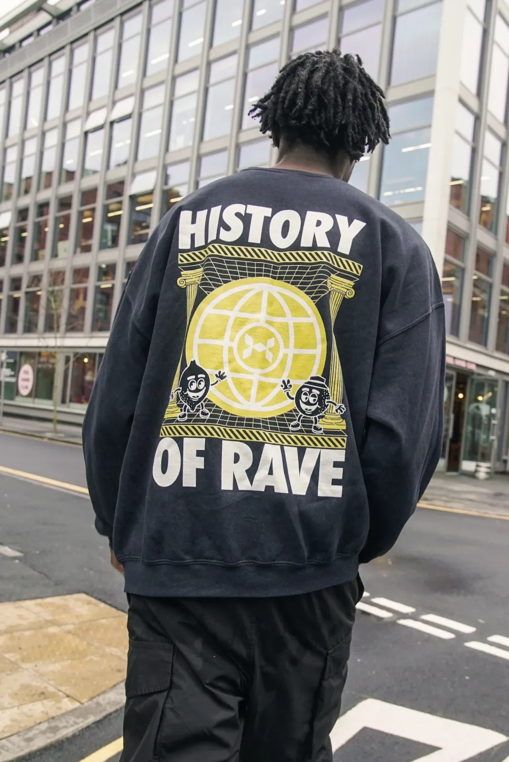 History Of Rave 'Colosseum' Acid Wash Sweater - Black