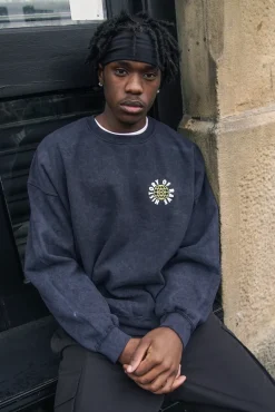 History Of Rave 'Colosseum' Acid Wash Sweater - Black