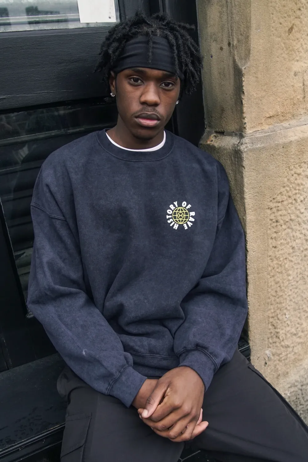History Of Rave 'Colosseum' Acid Wash Sweater - Black