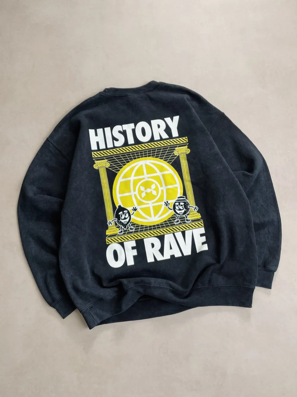 History Of Rave 'Colosseum' Acid Wash Sweater - Black
