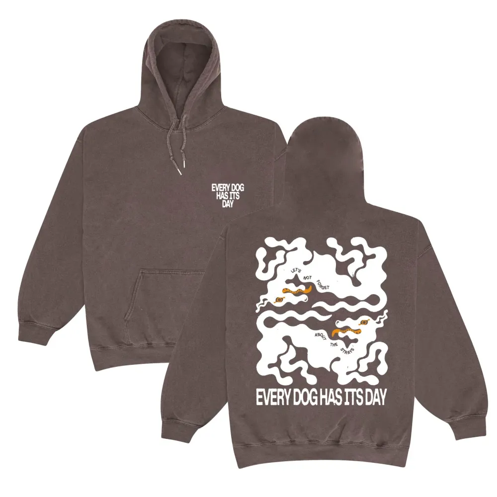 KBar Design KBAR X UN:IK 'Every Dog Has Its Day' Vintage Washed Hoodie - Cocoa