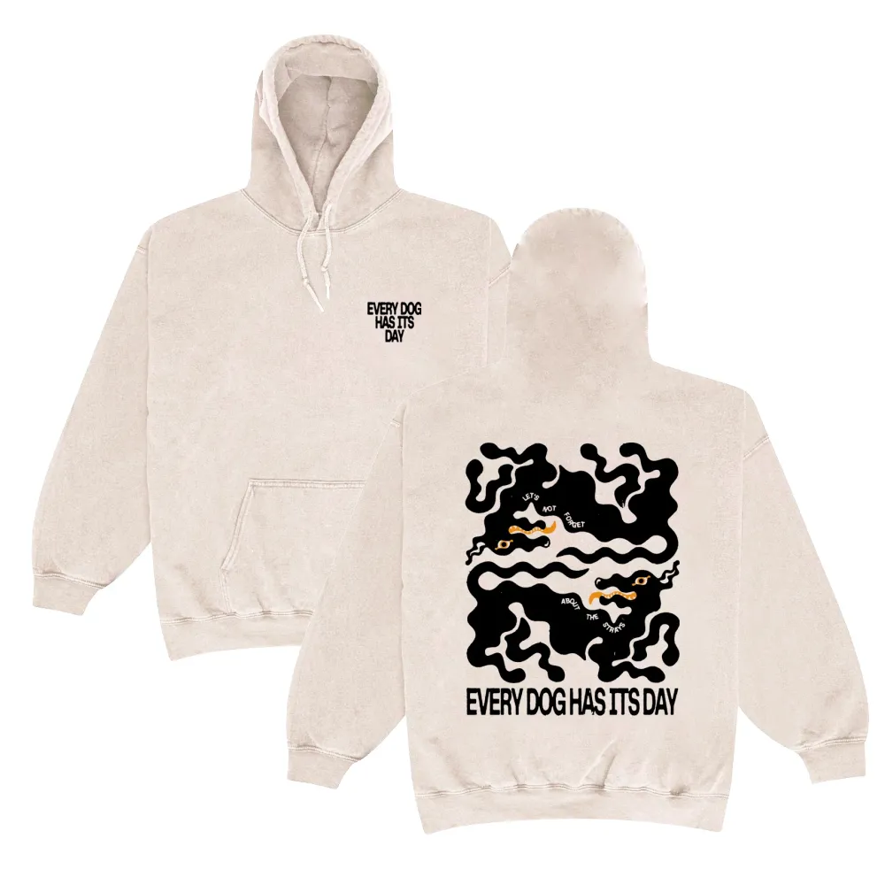 KBar Design KBAR X UN:IK 'Every Dog Has Its Day' Vintage Washed Hoodie - Ivory
