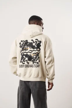 KBar Design KBAR X UN:IK 'Every Dog Has Its Day' Vintage Washed Hoodie - Ivory