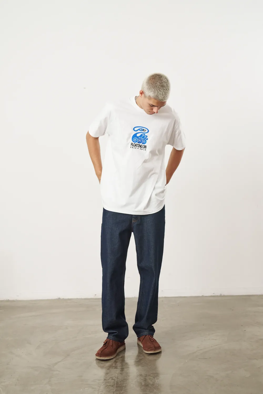 KBar Design KBAR X UN:IK 'Floating On' Embroidered Tee - White