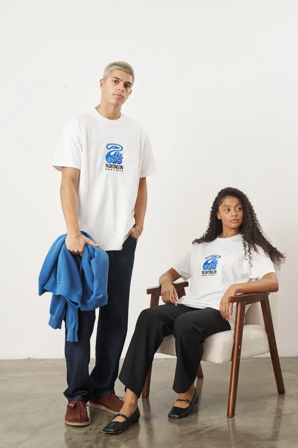 KBar Design KBAR X UN:IK 'Floating On' Embroidered Tee - White