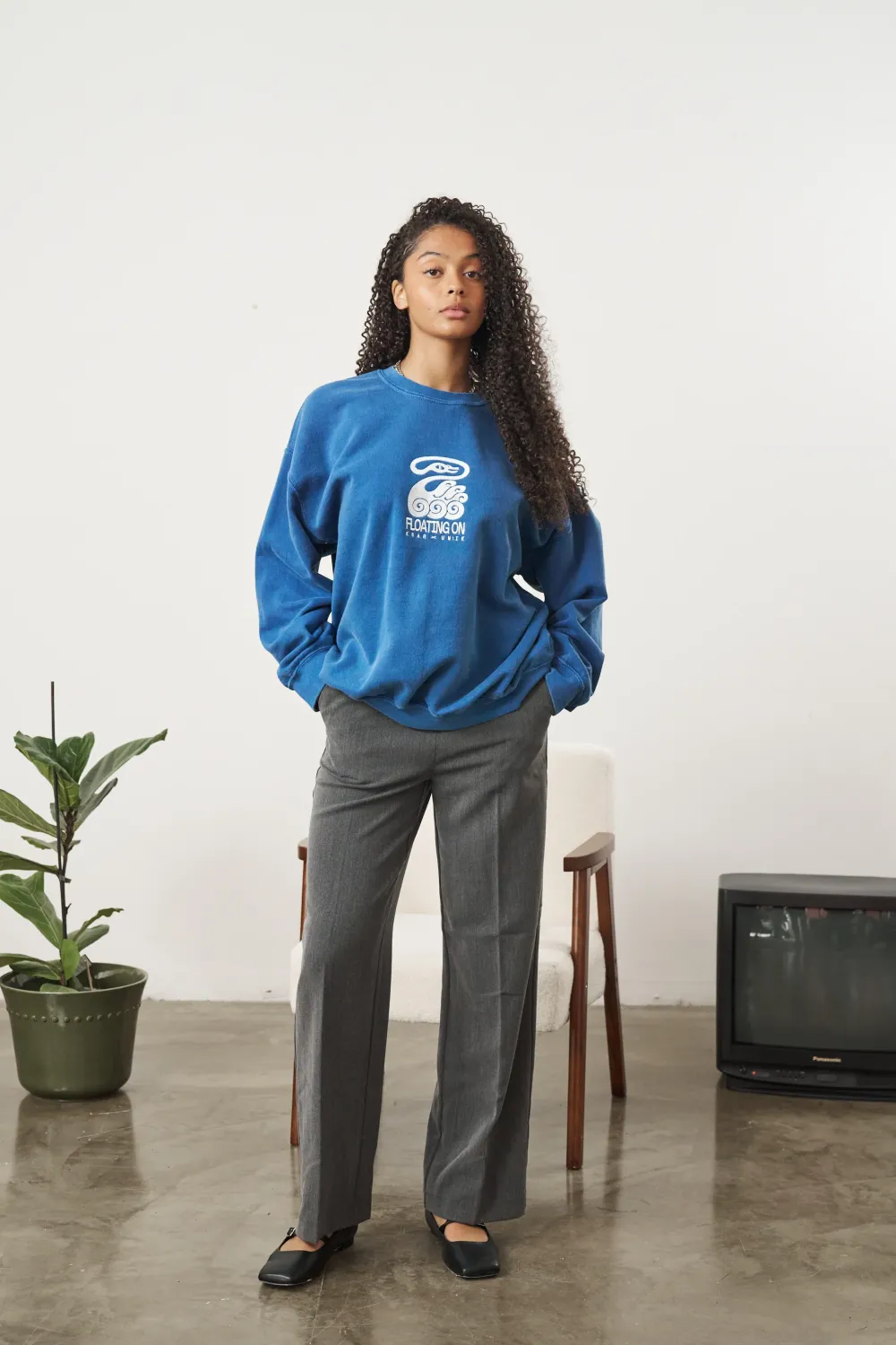 KBar Design KBAR X UN:IK 'Floating On' Vintage Washed Sweater - Blue