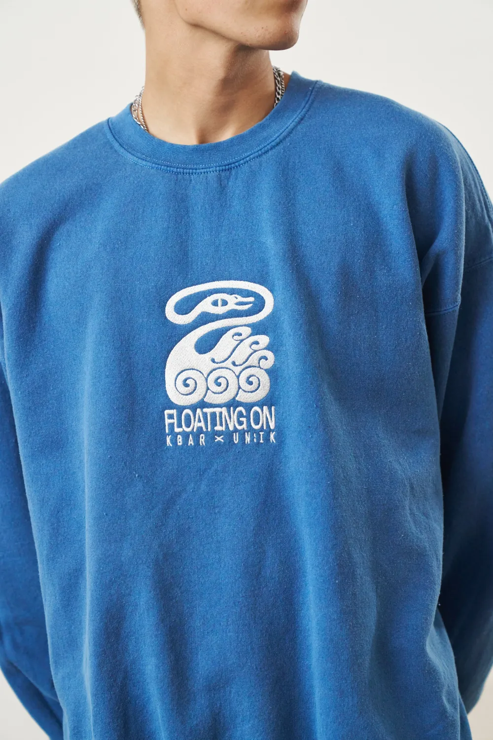KBar Design KBAR X UN:IK 'Floating On' Vintage Washed Sweater - Blue