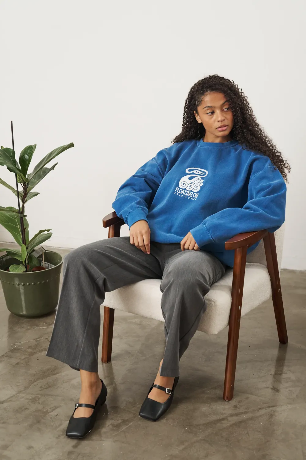 KBar Design KBAR X UN:IK 'Floating On' Vintage Washed Sweater - Blue