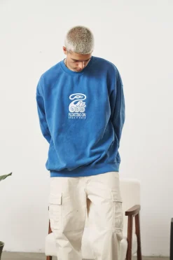 KBar Design KBAR X UN:IK 'Floating On' Vintage Washed Sweater - Blue