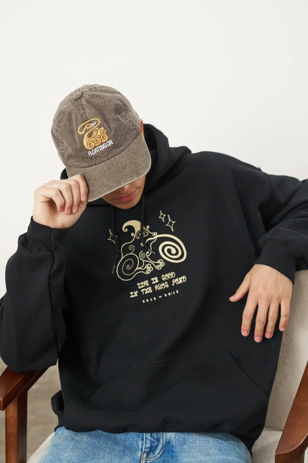 KBar Design KBAR X UN:IK 'Floating On' Washed Cap - Brown