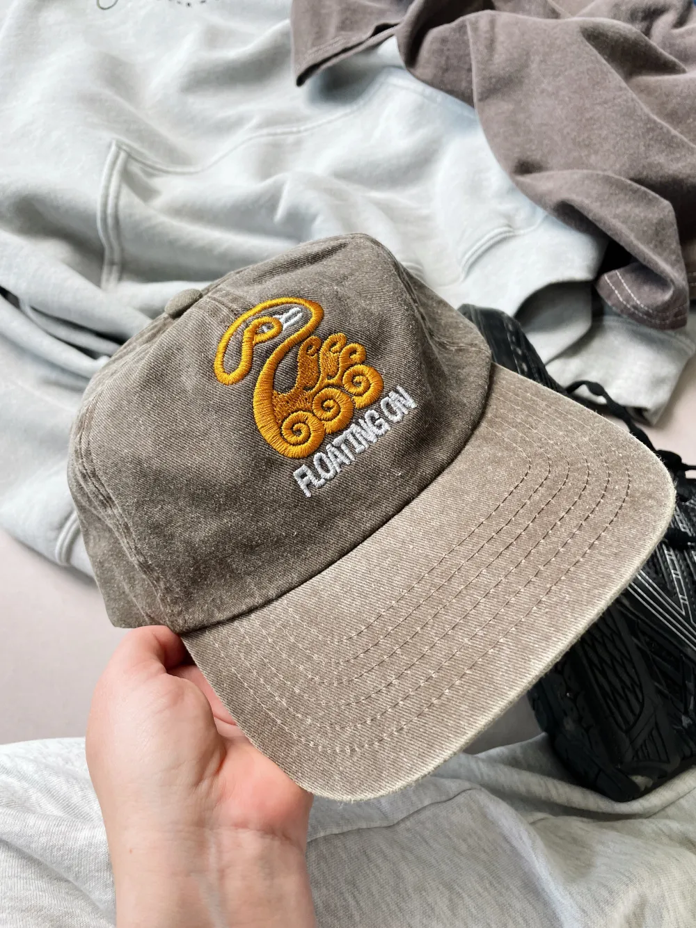 KBar Design KBAR X UN:IK 'Floating On' Washed Cap - Brown