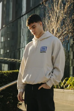 KBar Design KBAR X UN:IK 'Logo' Vintage Washed Hoodie - Ivory