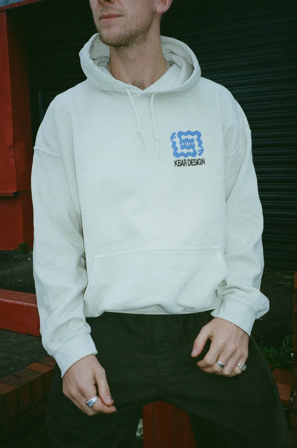 KBar Design KBAR X UN:IK 'Logo' Vintage Washed Hoodie - Ivory