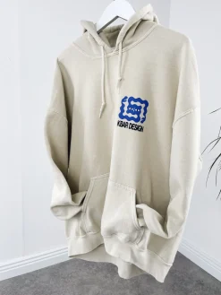 KBar Design KBAR X UN:IK 'Logo' Vintage Washed Hoodie - Ivory