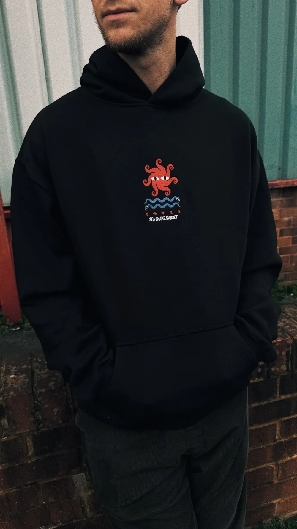 KBar Design KBAR X UN:IK 'Sea Snake' Embroidered Hoodie - Black
