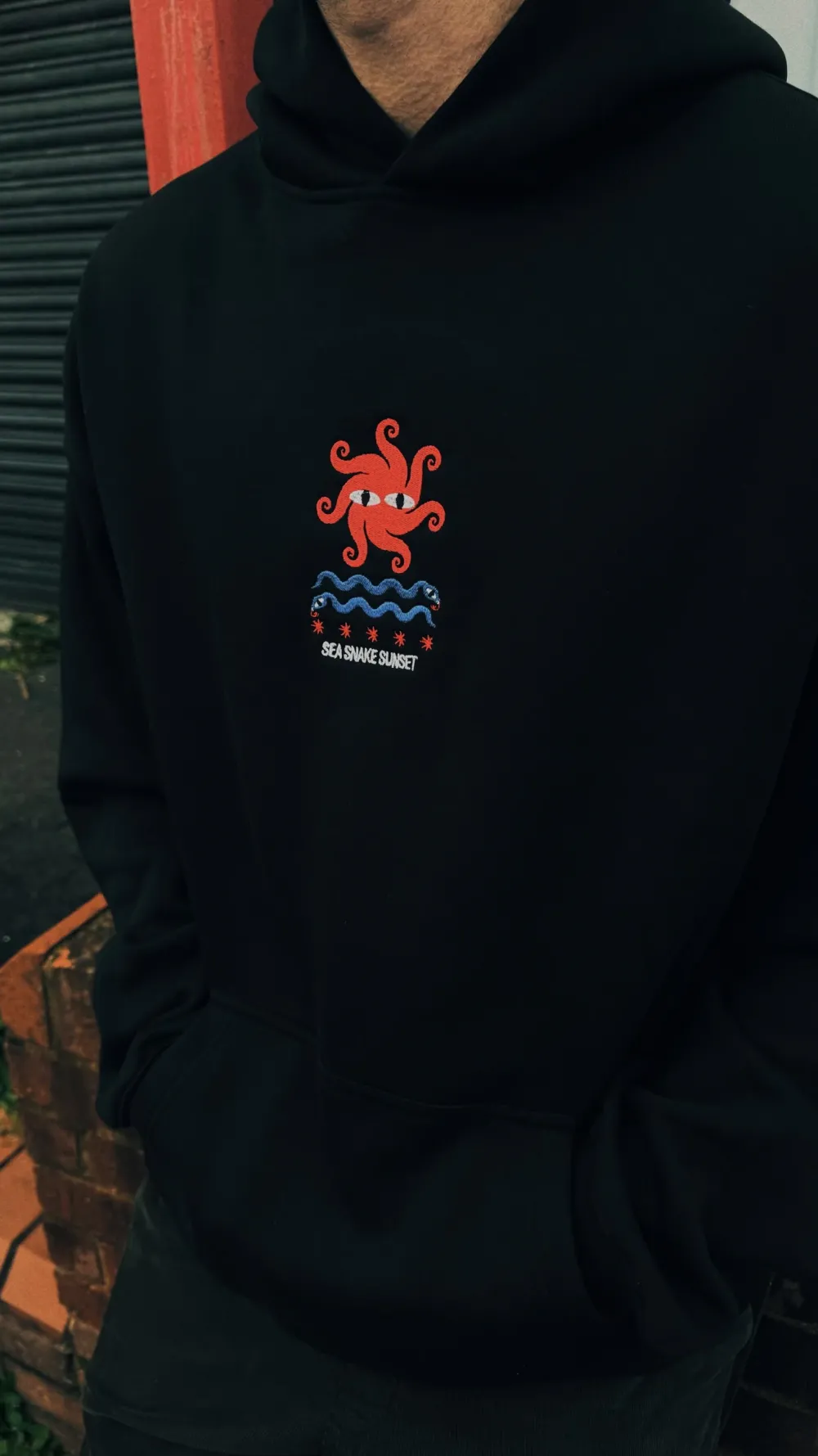 KBar Design KBAR X UN:IK 'Sea Snake' Embroidered Hoodie - Black