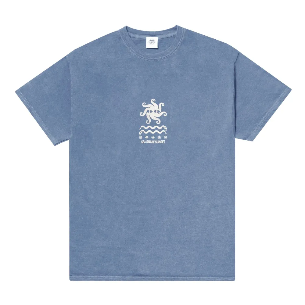KBar Design KBAR X UN:IK 'Sea Snake' Vintage Washed Embroidered Tee - Blue