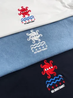 KBar Design KBAR X UN:IK 'Sea Snake' Vintage Washed Embroidered Tee - Blue