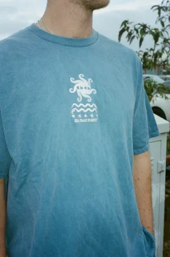 KBar Design KBAR X UN:IK 'Sea Snake' Vintage Washed Embroidered Tee - Blue