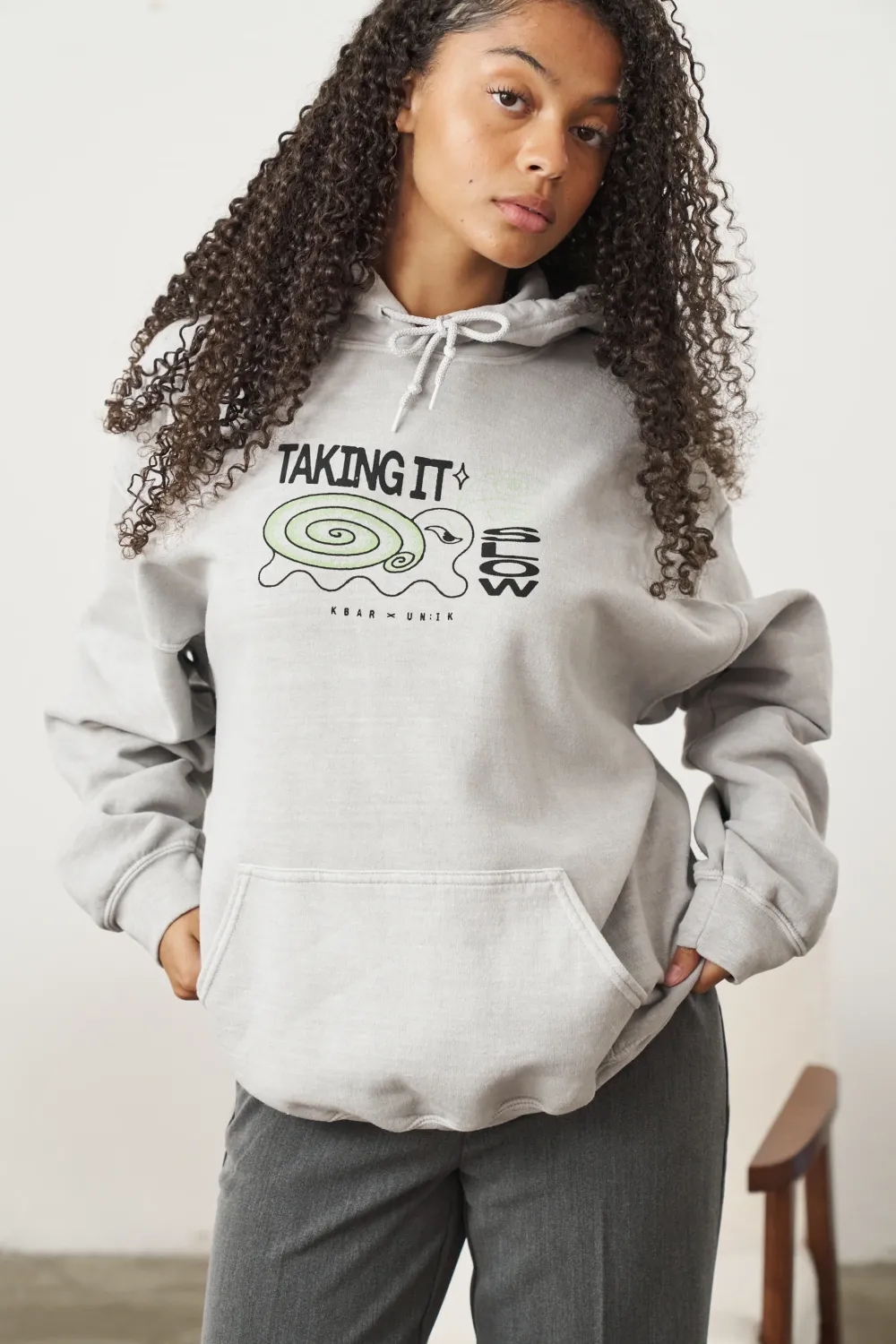 KBar Design KBAR X UN:IK 'Taking It Slow' Vintage Washed Hoodie - Grey