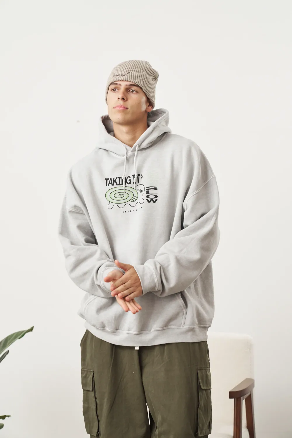 KBar Design KBAR X UN:IK 'Taking It Slow' Vintage Washed Hoodie - Grey