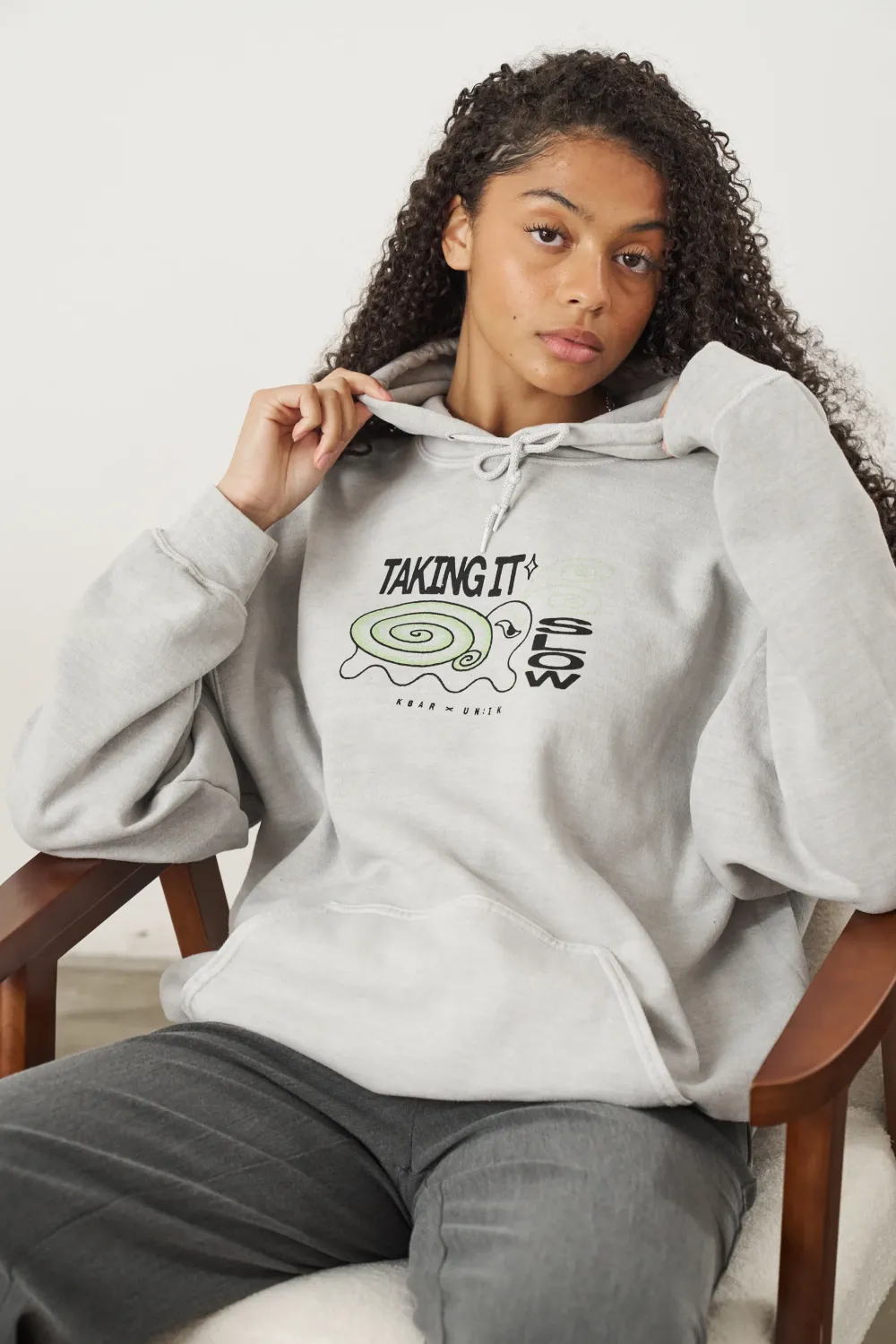 KBar Design KBAR X UN:IK 'Taking It Slow' Vintage Washed Hoodie - Grey