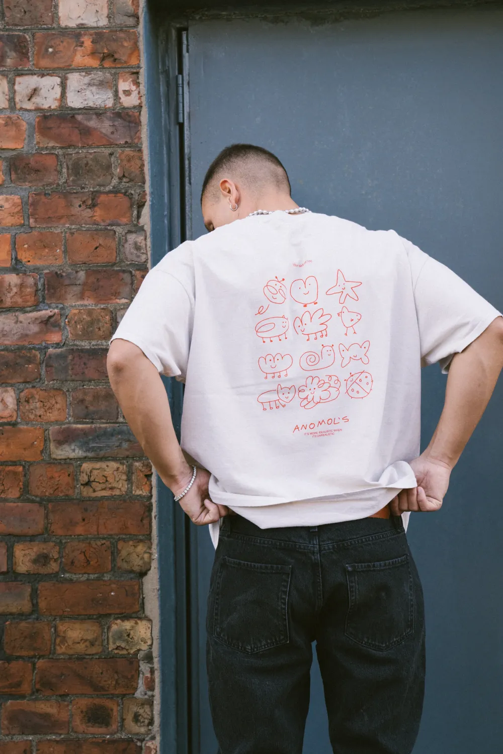 Other Side Store 'Anomols' Vintage Washed Tee - Cream
