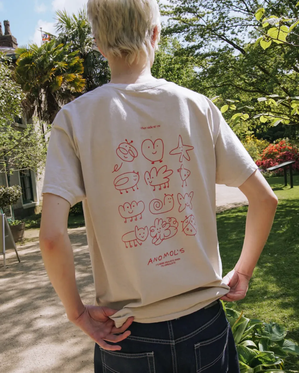 Other Side Store 'Anomols' Vintage Washed Tee - Cream