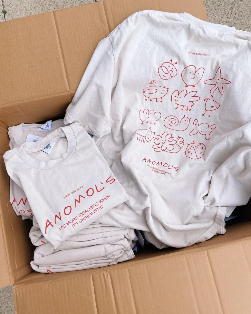 Other Side Store 'Anomols' Vintage Washed Tee - Cream